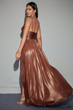 Bronze Spaghetti Stylish Strap Backless Dress image 2