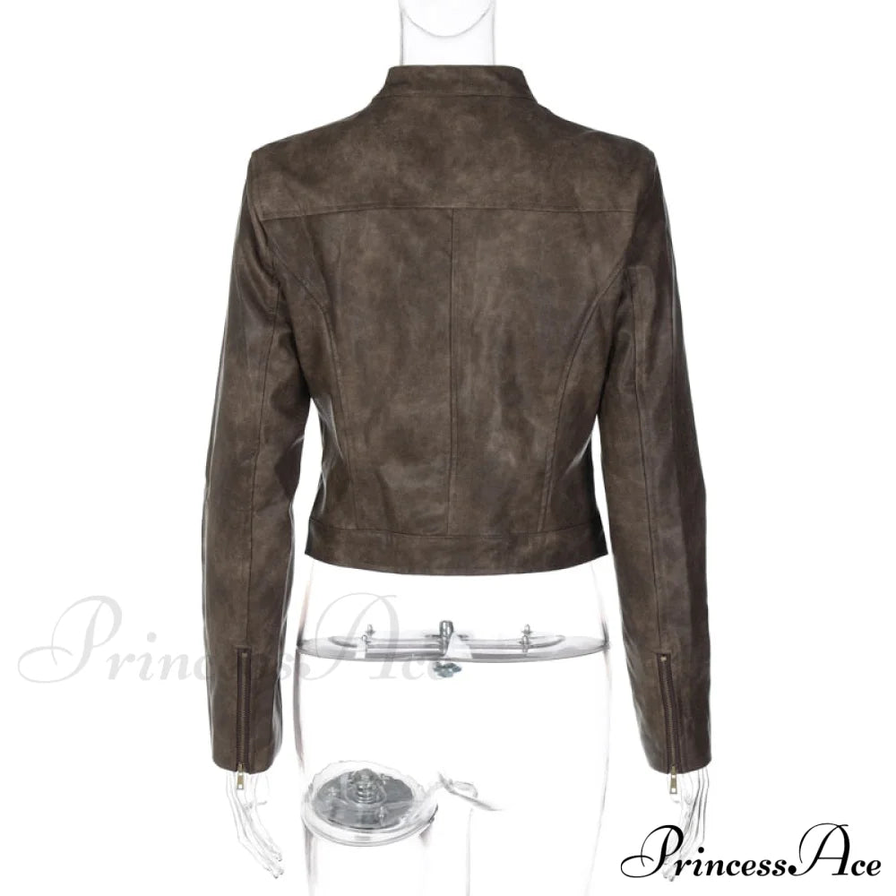 Brown Biker Stylish Faux Leather Jacket image 10