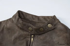 Brown Biker Stylish Faux Leather Jacket image 7