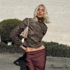Brown Biker Stylish Faux Leather Jacket image 1