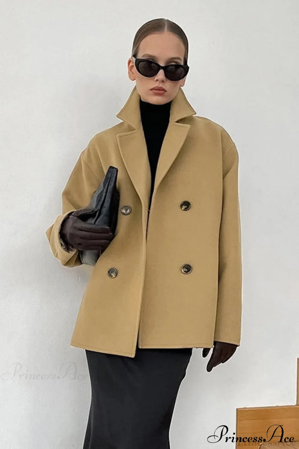 Brown Double-Breasted Thick Midi Wool Coat image 2