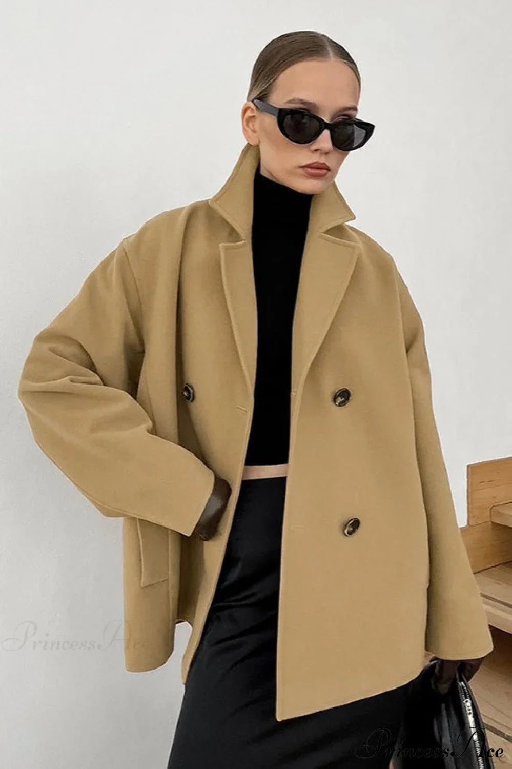 Brown Double-Breasted Thick Midi Wool Coat image 1