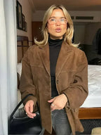 Brown Double Pocket Blazer Short Coat image 6