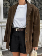 Brown Double Pocket Blazer Short Coat image 1
