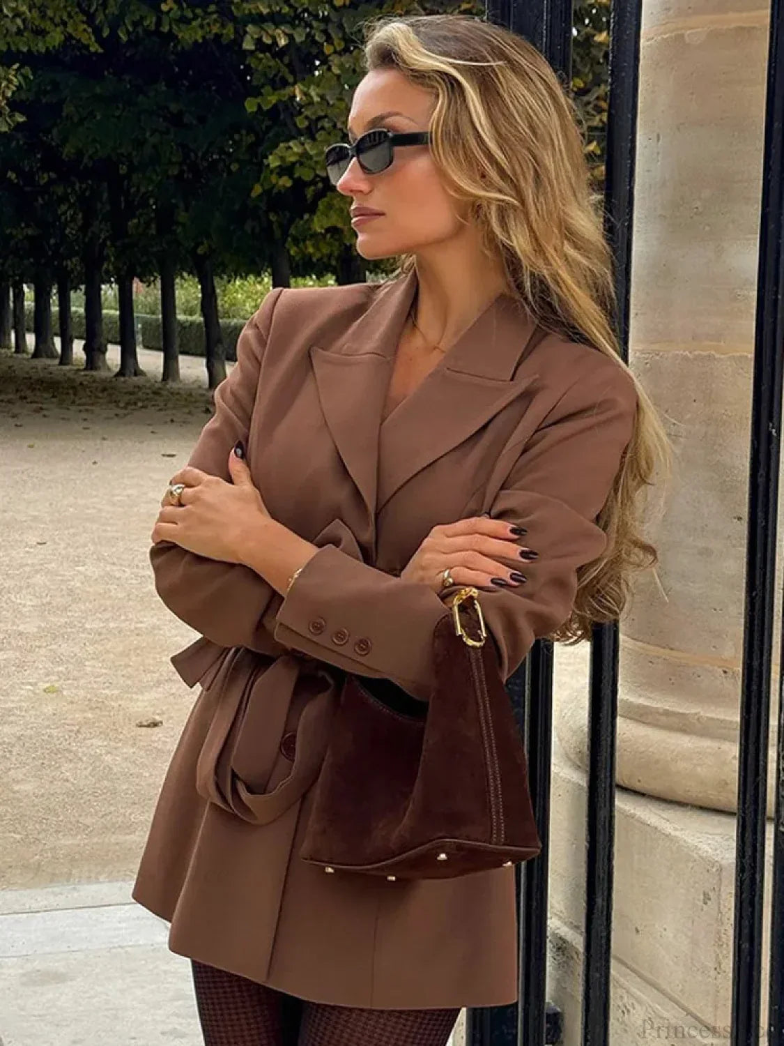 Brown Elegant Single Breasted Suit Coat image 3