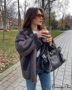 Brown Faux Leather Charming Black Lining Fur Jacket image 14