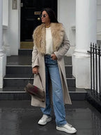 Brown Fluffy Faux Fur Casual Overcoat image 2