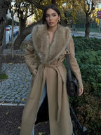 Brown Fluffy Faux Fur Casual Overcoat image 1