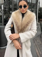 Brown Fluffy Faux Fur Casual Overcoat image 5
