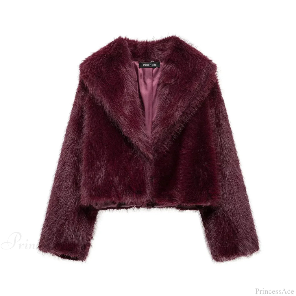 Brown Lapel Fluffy Coat image 3