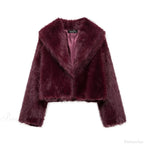 Brown Lapel Fluffy Coat image 3