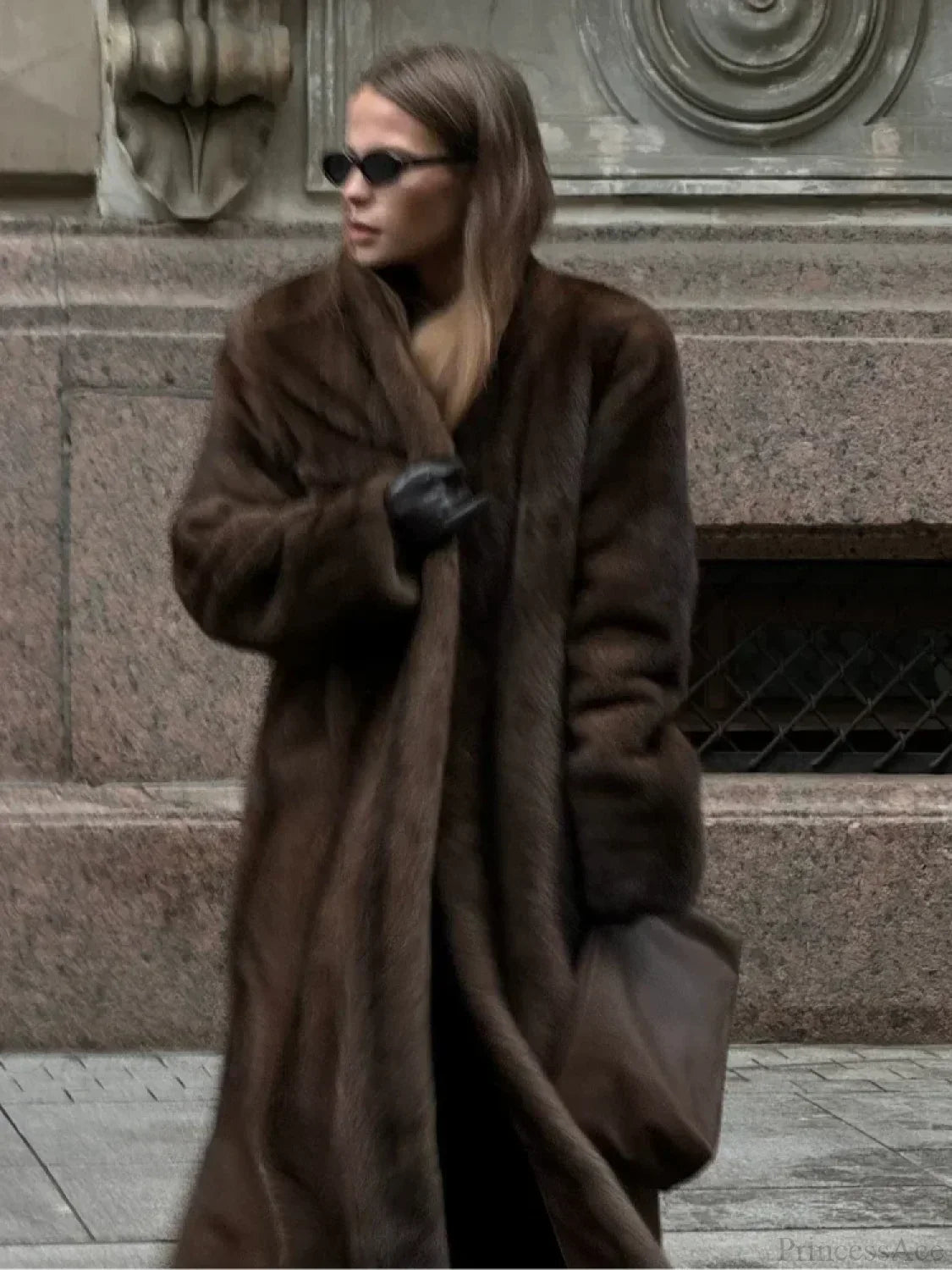 Brown Long Sleeve Plush Coat image 3