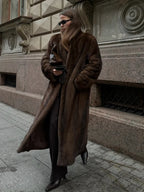 Brown Long Sleeve Plush Coat image 2