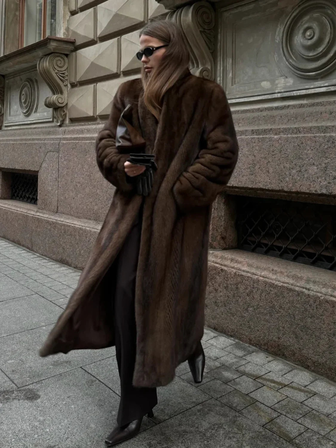 Brown Long Sleeve Plush Coat image 2