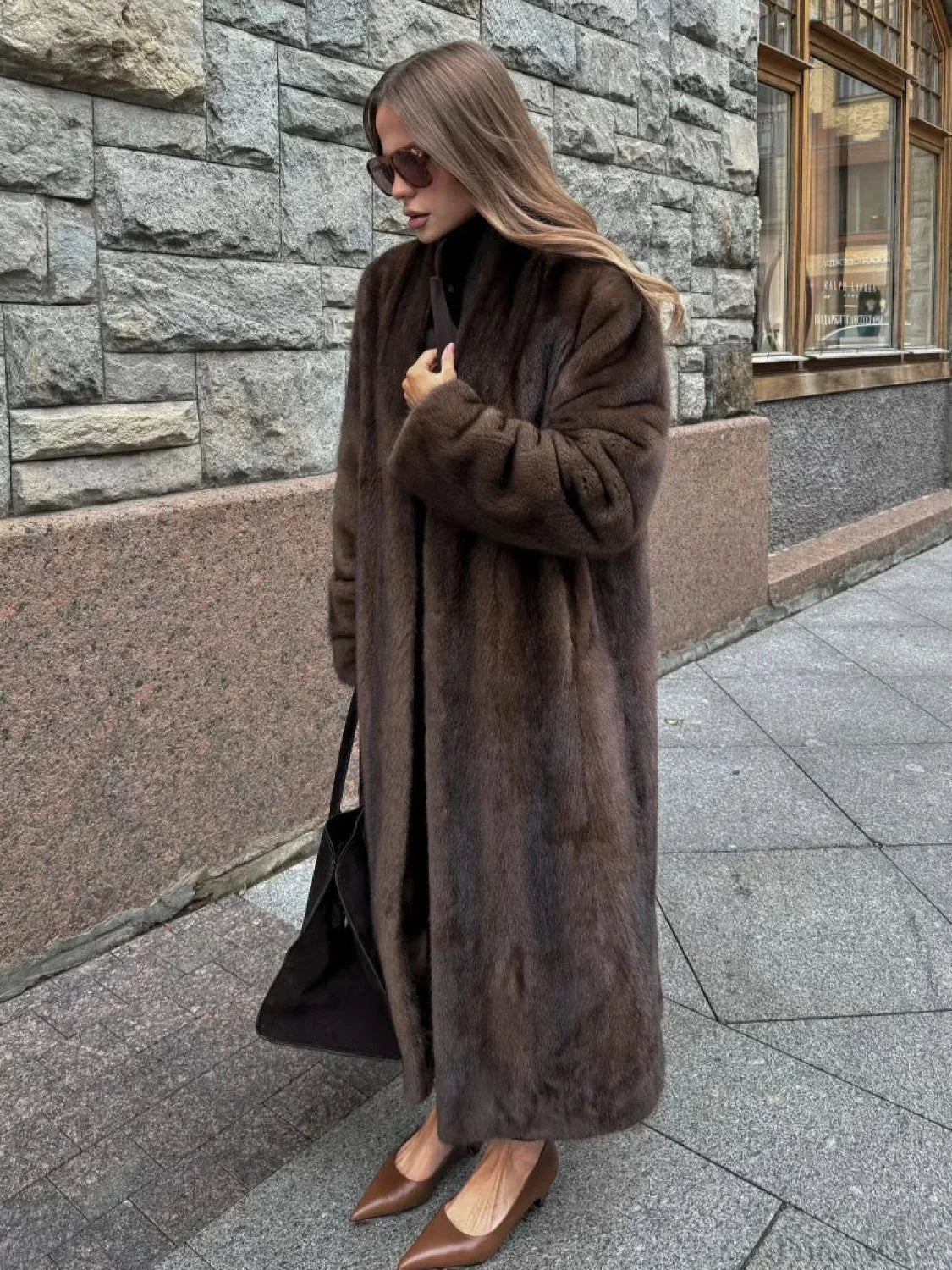 Brown Long Sleeve Plush Coat image 7