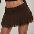 Brown Pleated Ballet Ruffle Skirt image 3
