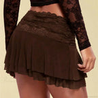Brown Pleated Ballet Ruffle Skirt image 4