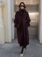 Brown Soft Fluffy Faux Fur Lapel Overcoat image 4