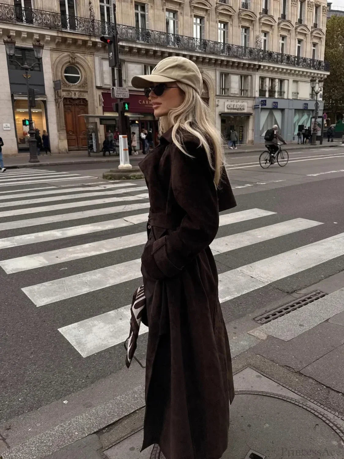 Brown Suede Leather Long Coat image 3