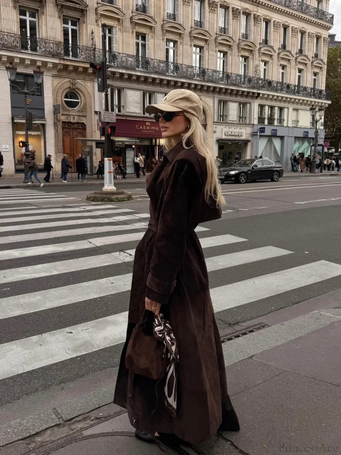 Brown Suede Leather Long Coat image 4