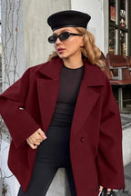 Brown Tie-Waist Wool Blend Loose Mid-Length Coat image 5