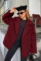Brown Tie-Waist Wool Blend Loose Mid-Length Coat image 4