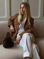 Brown Woolen Long Sleeve Short Coat image 3