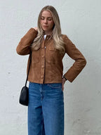 Brown Woolen Long Sleeve Short Coat image 5