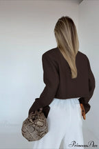 Brown Zip Short Jacket Chic Coat image 4