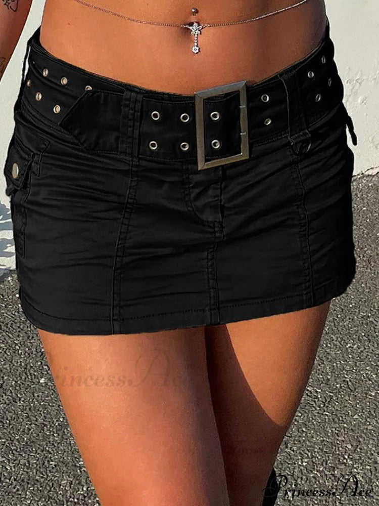 Buckle Belt Denim Trendy Pleated Mini Skirt image 1