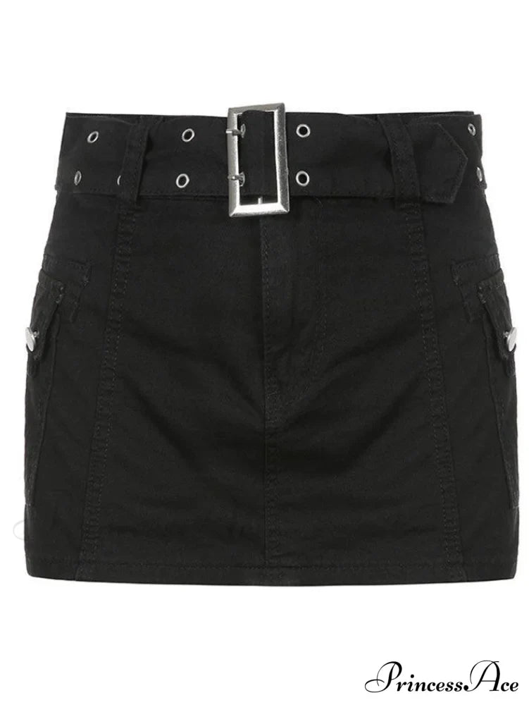 Buckle Belt Denim Trendy Pleated Mini Skirt image 2
