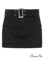 Buckle Belt Denim Trendy Pleated Mini Skirt image 2