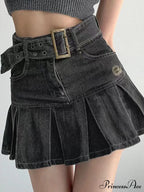 Buckle Belt Low Trendy Waist Denim Mini Skirt image 6