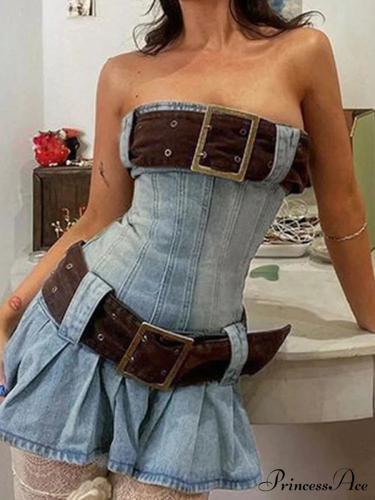 Buckle Belt Pu Trendy Black Mini Skirt image 1