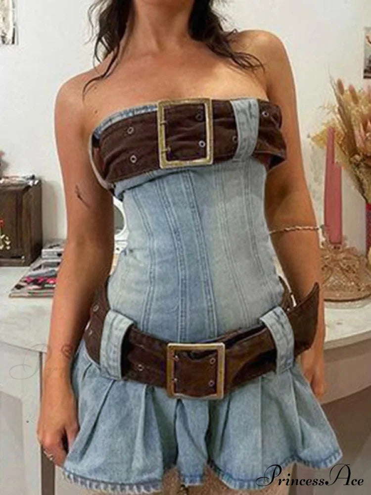 Buckle Belt Pu Trendy Black Mini Skirt image 3
