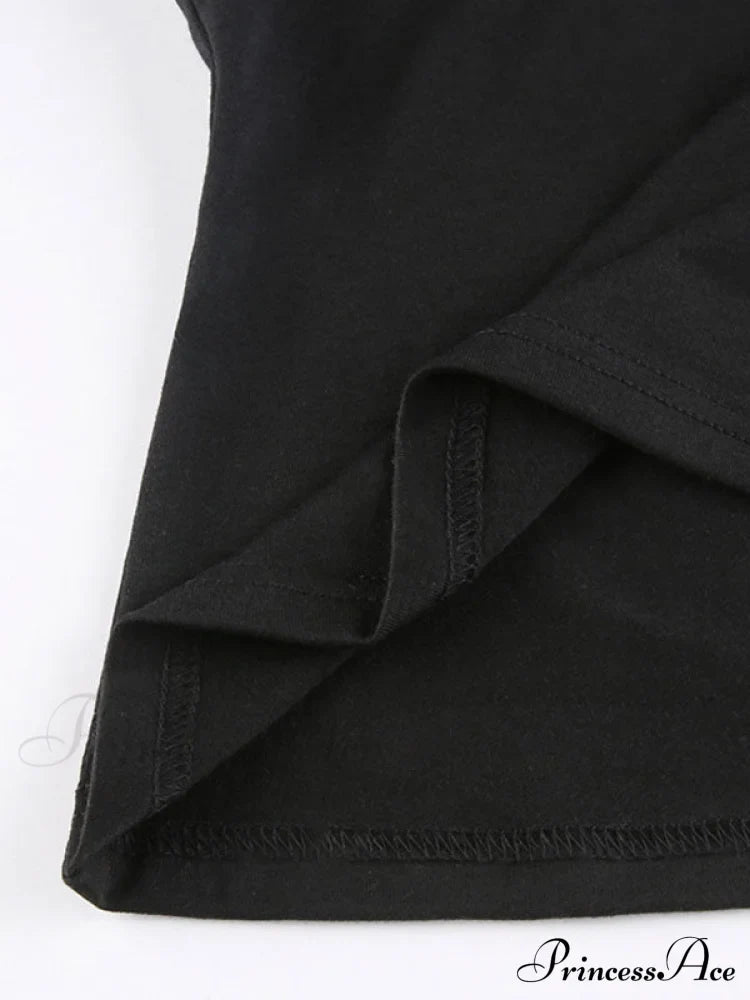 Buckle Strap Black Trendy Bodycon Crop Top image 4