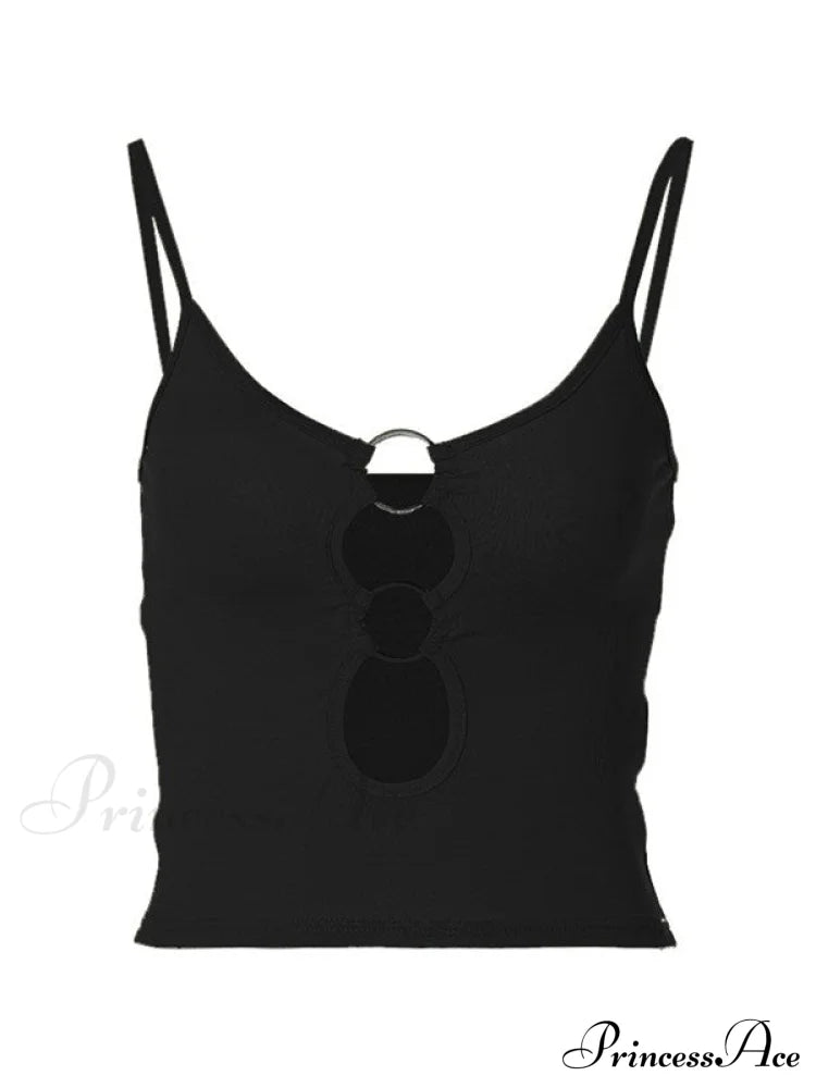 Buckle Strap Black Trendy Bodycon Crop Top image 9