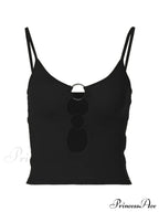 Buckle Strap Black Trendy Bodycon Crop Top image 9