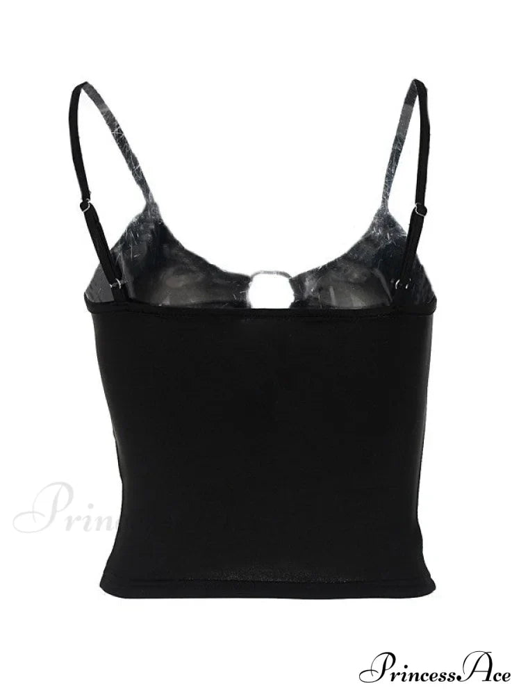 Buckle Strap Black Trendy Bodycon Crop Top image 10