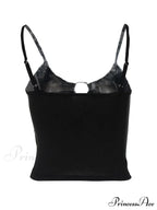 Buckle Strap Black Trendy Bodycon Crop Top image 10