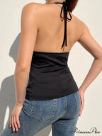 Buckle Strap Black Trendy Bodycon Crop Top image 6