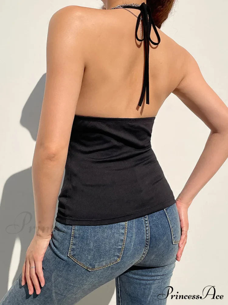Buckle Strap Black Trendy Bodycon Crop Top image 6