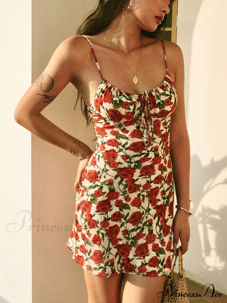 Bulgaria Roses Floral Trendy Backless Mini Dress image 1