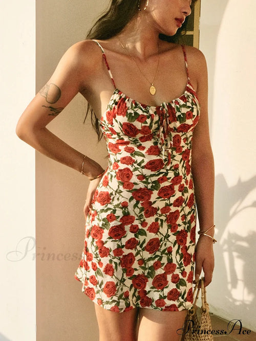 Bulgaria Roses Floral Trendy Backless Mini Dress image 1