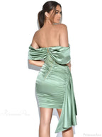 Burgundy Draping Off Shoulder Corset Sexy Velvet Slim Bodycon Mini Party Dress image 6