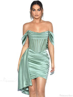 Burgundy Draping Off Shoulder Corset Sexy Velvet Slim Bodycon Mini Party Dress image 8