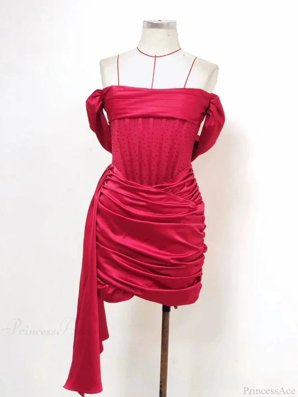 Burgundy Draping Off Shoulder Corset Sexy Velvet Slim Bodycon Mini Party Dress image 11