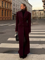 Burgundy Fake Pockets Overcoat image 1