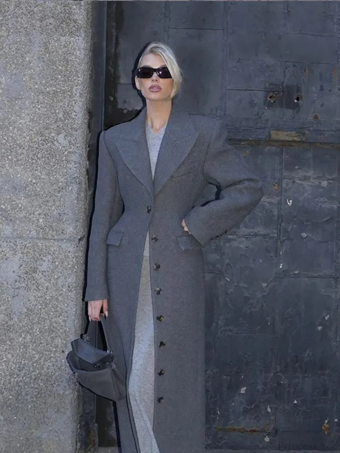 Burgundy Fake Pockets Overcoat image 6