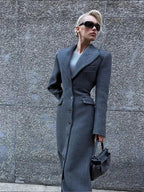 Burgundy Fake Pockets Overcoat image 4